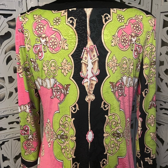 FROM THE HEART FANTASTIC BOHO FRESH BLACK & MULTICOLORS DESIGN LONG SLEEVE TOP - Picture 8 of 11